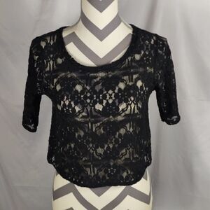 Abercrombie & Fitch Black Lace Cropped Top